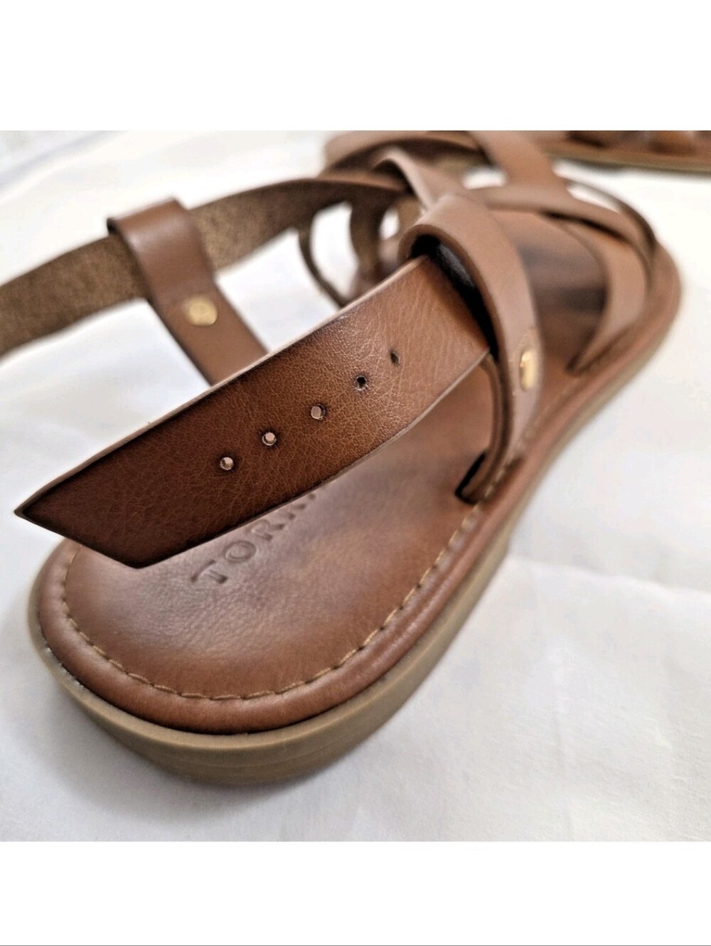 NEW Torrid Strappy Gladiator Sandals Shoes Women's Size 12WW Cognac NWOB NWOT - Picture 8 of 13